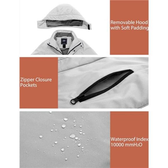 Boy's Waterproof Ski Jacket Fleece Winter Outdoor Snow Coat Hooded Raincoats - Picture 5 of 8